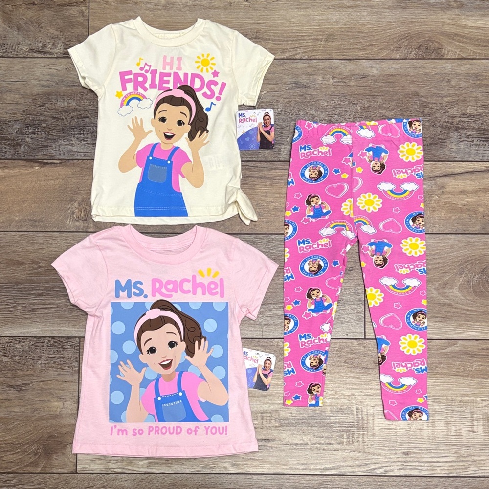 NWT Girls Ms. Rachel Shirt and Leggings Bundle 2T 3T